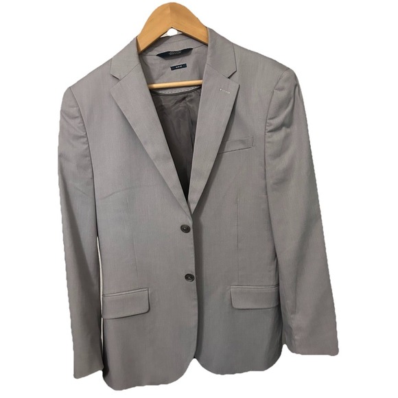 Perry Ellis Men's 38 Short Gray striped Slim Fit Peformance Tech Suit Jacket